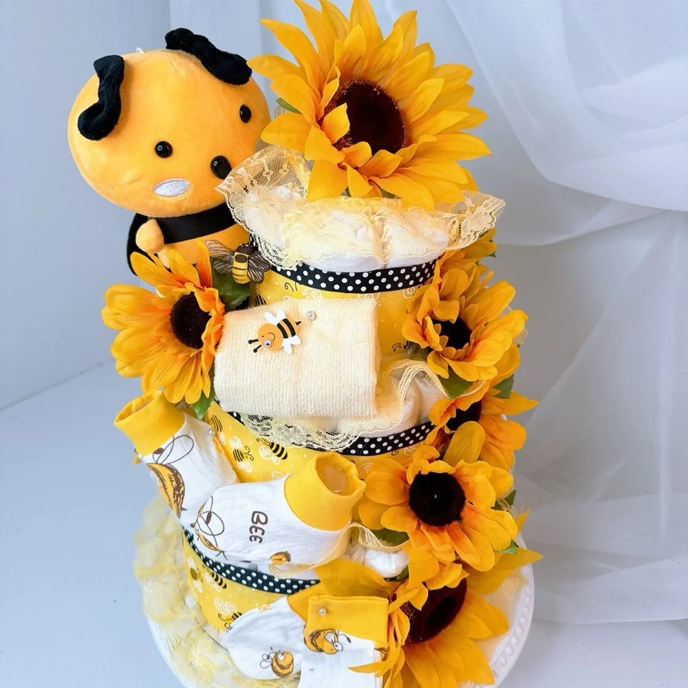 Bee Diaper Cake, Sunflowers Diaper Cake